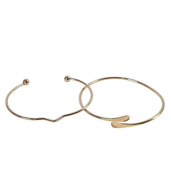 Gold Cuff Bracelet Set - Adjustable Minimalist Design - 7" Diameter - Lightweigh - Picture 1 of 4